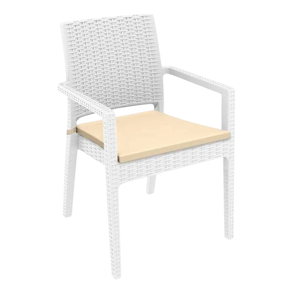 Siesta Ibiza Arm Chair - White with Beige Cushion