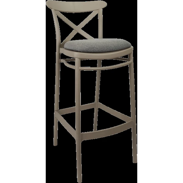 Siesta Cross Bar Stool 65cm (Counter Height) - Taupe with Taupe Fabric Cushion