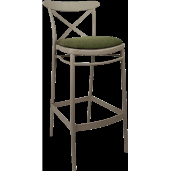 Siesta Cross Bar Stool 75cm (Dry Bar Height) - Taupe with Anthracite Fabric Cushion