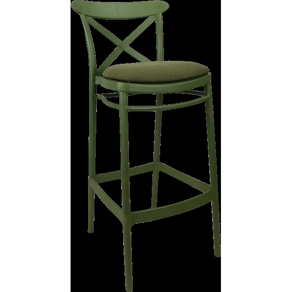 Siesta Cross Bar Stool 75cm (Dry Bar Height) - Olive Green with Olive Green Fabric Cushion