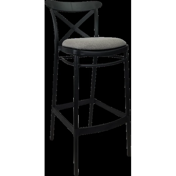 Siesta Cross Bar Stool 75cm (Dry Bar Height) - Black with Taupe Fabric Cushion