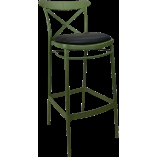 Siesta Cross Bar Stool 75cm (Dry Bar Height) - Black with Black Vinyl Cushion