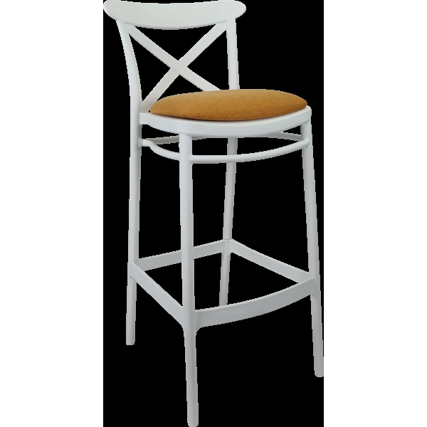 Siesta Cross Bar Stool 75cm (Dry Bar Height) - White with Orange Fabric Cushion