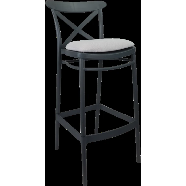 Siesta Cross Bar Stool 75cm (Dry Bar Height) - Anthracite with Light Grey Fabric Cushion