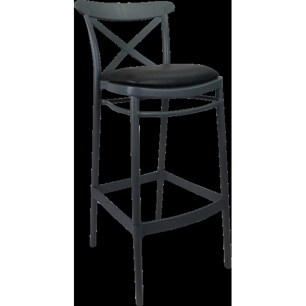 Siesta Cross Bar Stool 75cm (Dry Bar Height) - Anthracite with Anthracite Fabric Cushion