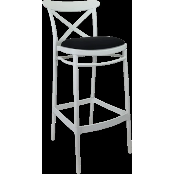 Siesta Cross Bar Stool 75cm (Dry Bar Height) - White with Black Vinyl Cushion