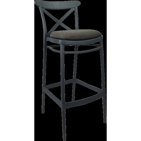 Siesta Cross Bar Stool 65cm (Counter Height) - Anthracite with Anthracite Fabric Cushion