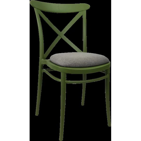 Siesta Cross Chair - Olive Green with Taupe Fabric Cushion