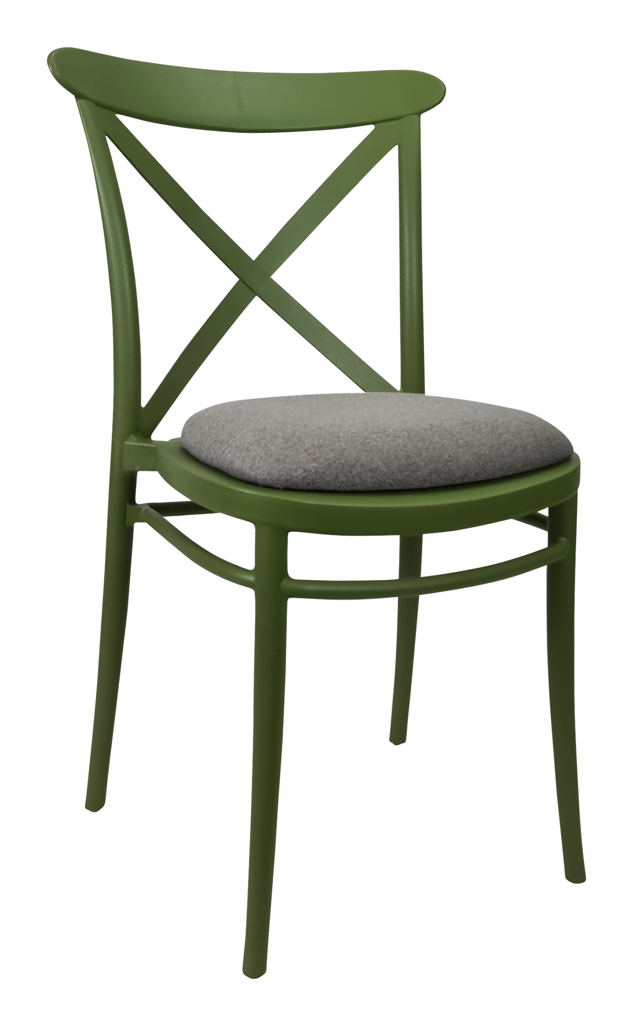 Siesta Cross Chair - Olive Green with Taupe Fabric Cushion