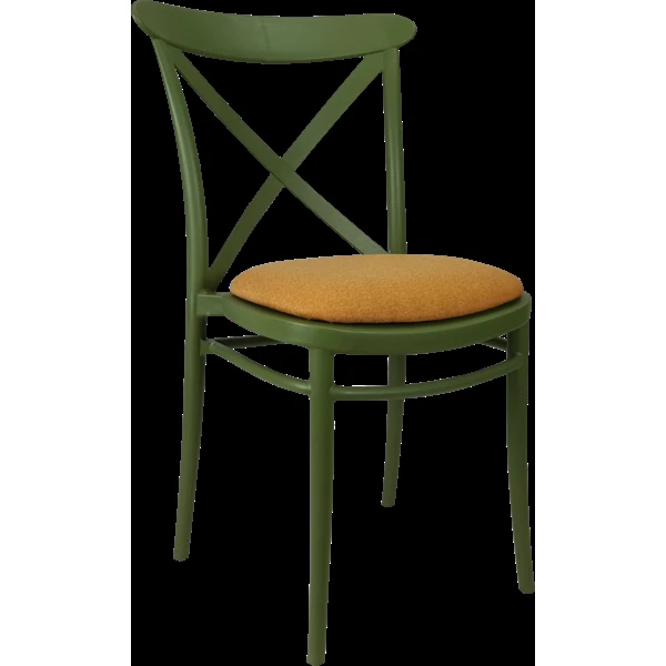 Siesta Cross Chair - Olive Green with Orange Fabric Cushion