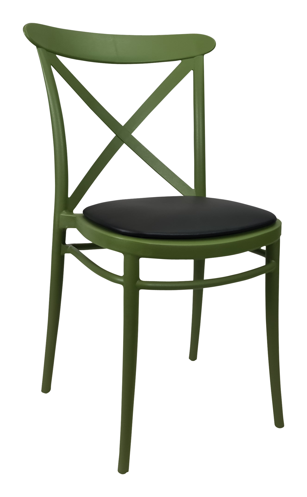 Siesta Cross Chair - Olive Green with Black Vinyl Cushion