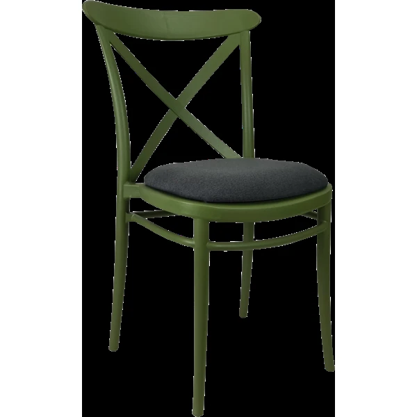 Siesta Cross Chair - Olive Green with Anthracite Fabric Cushion