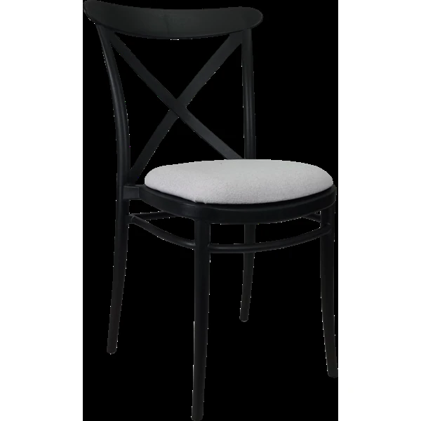 Siesta Cross Chair - Black with Light Grey Fabric Cushion