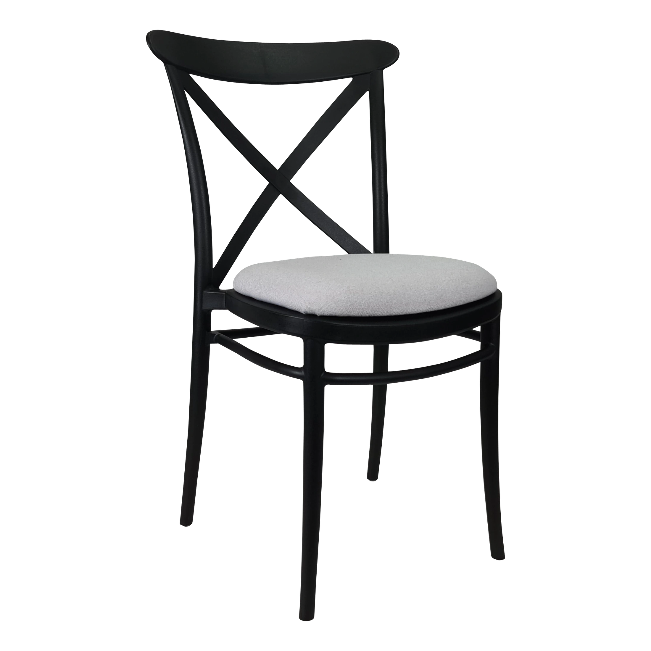 Siesta Cross Chair - Black with Light Grey Fabric Cushion