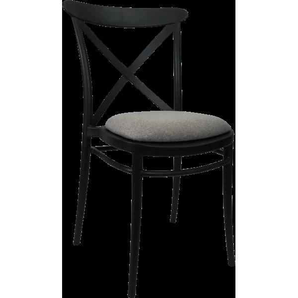 Siesta Cross Chair - Black with Taupe Fabric Cushion