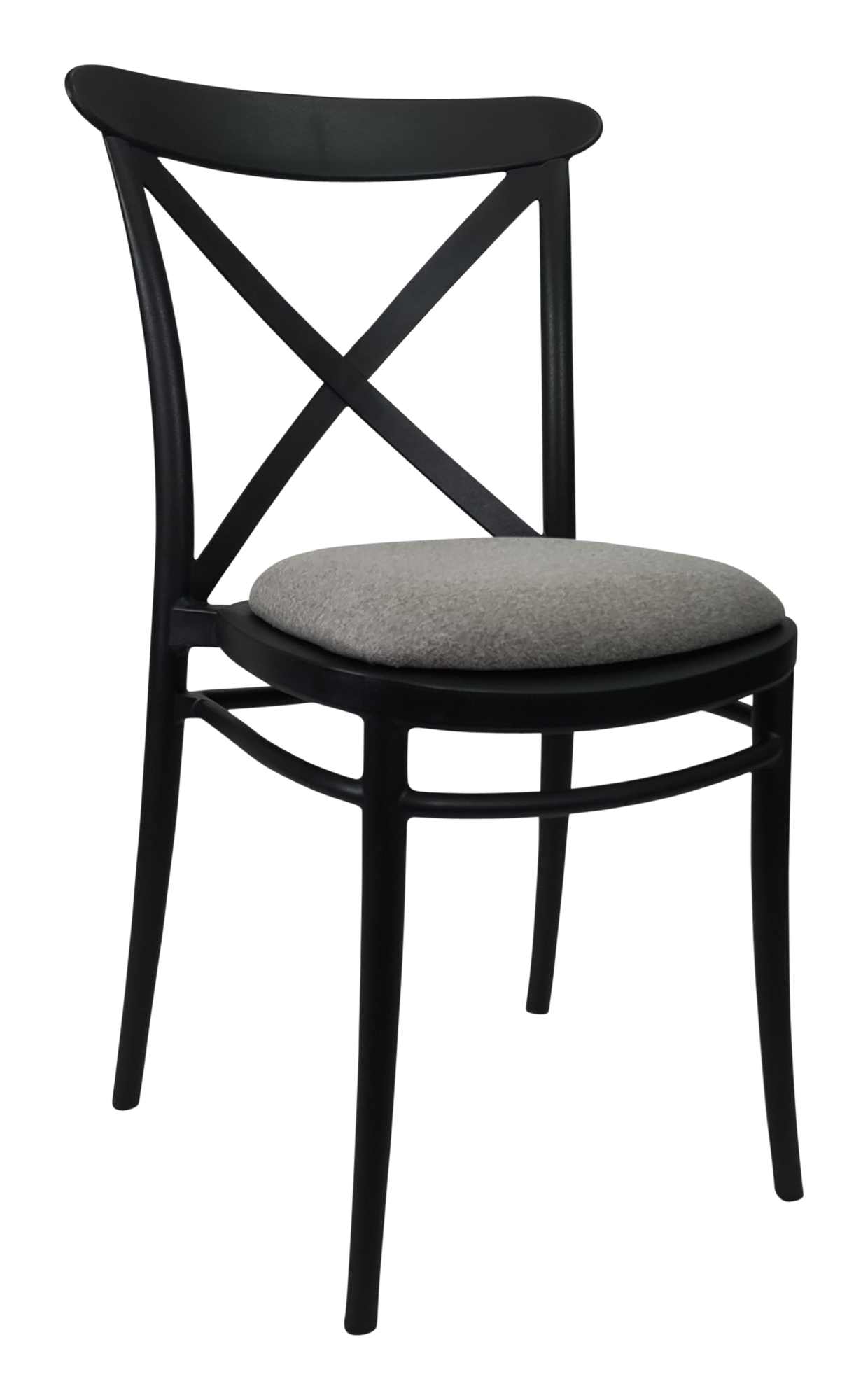 Siesta Cross Chair - Black with Taupe Fabric Cushion