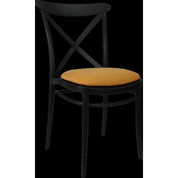 Siesta Cross Chair - Black with Orange Fabric Cushion