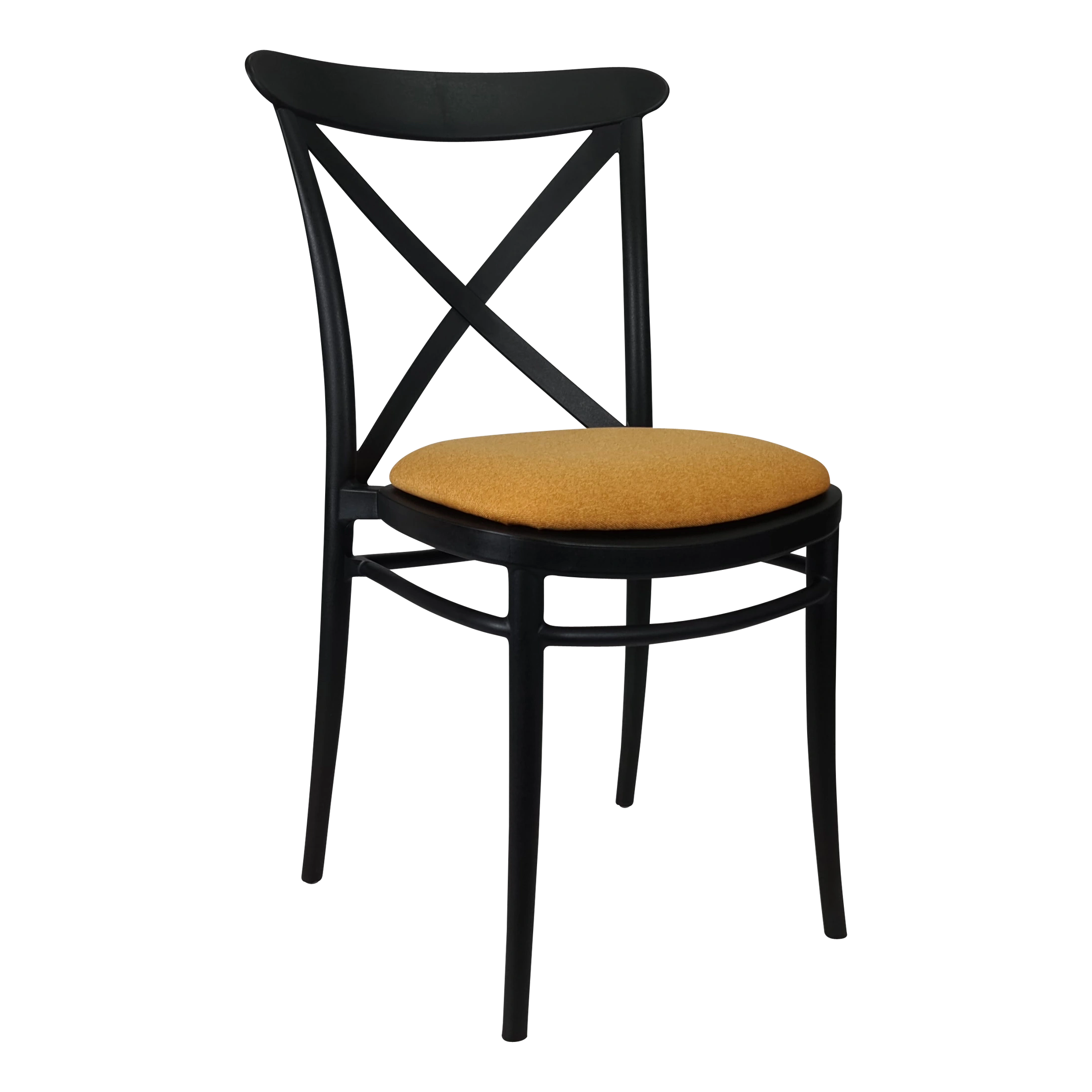 Siesta Cross Chair - Black with Orange Fabric Cushion