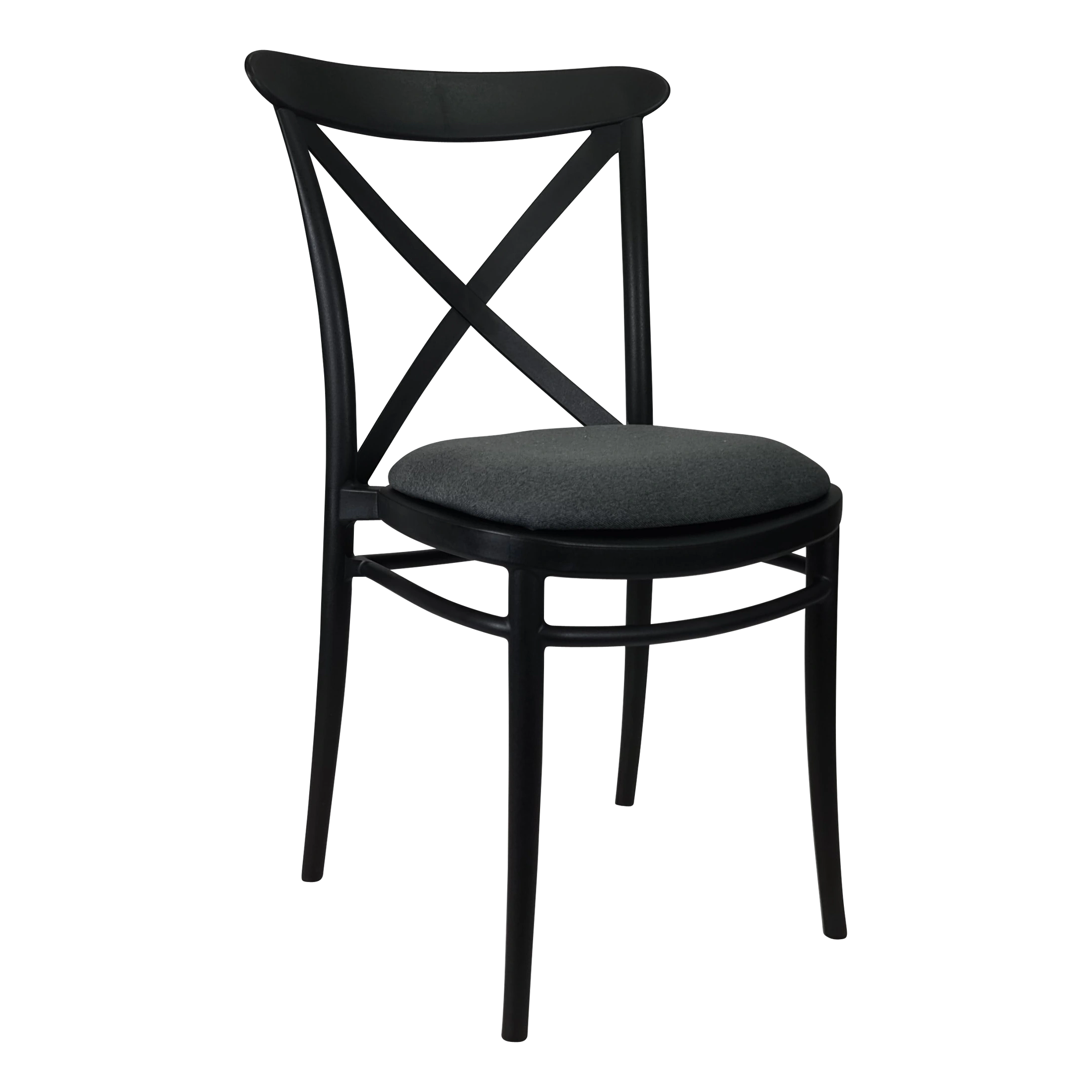 Siesta Cross Chair - Black with Anthracite Fabric Cushion