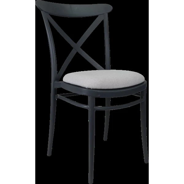 Siesta Cross Chair - Anthracite with Light Grey Fabric Cushion