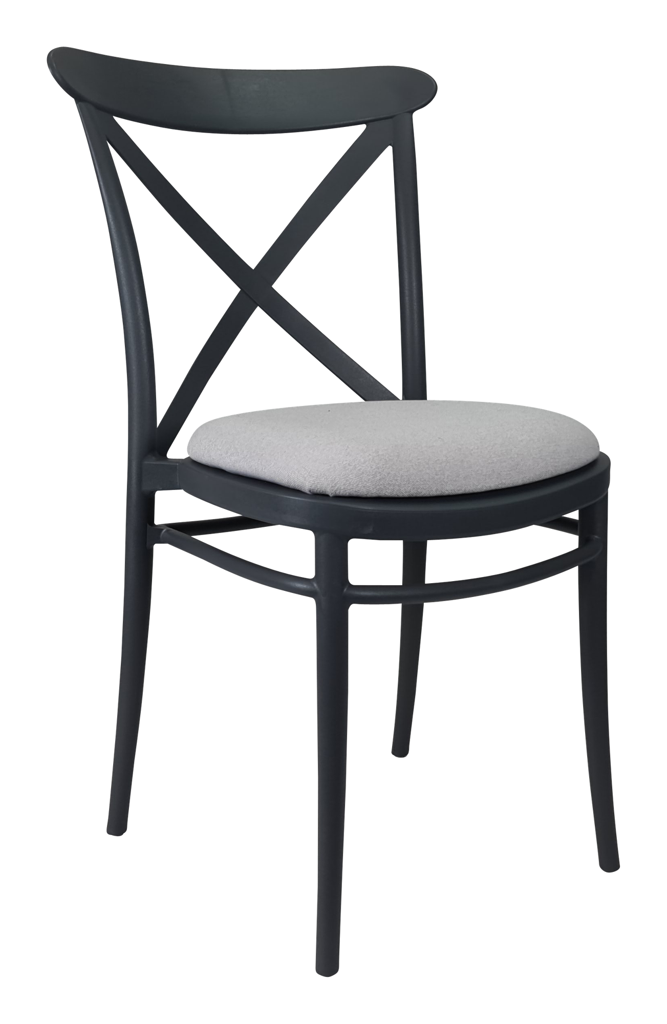 Siesta Cross Chair - Anthracite with Light Grey Fabric Cushion