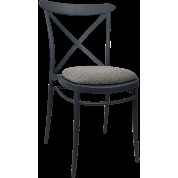 Siesta Cross Chair - Anthracite with Taupe Fabric Cushion