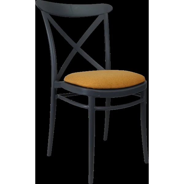 Siesta Cross Chair - Anthracite with Orange Fabric Cushion