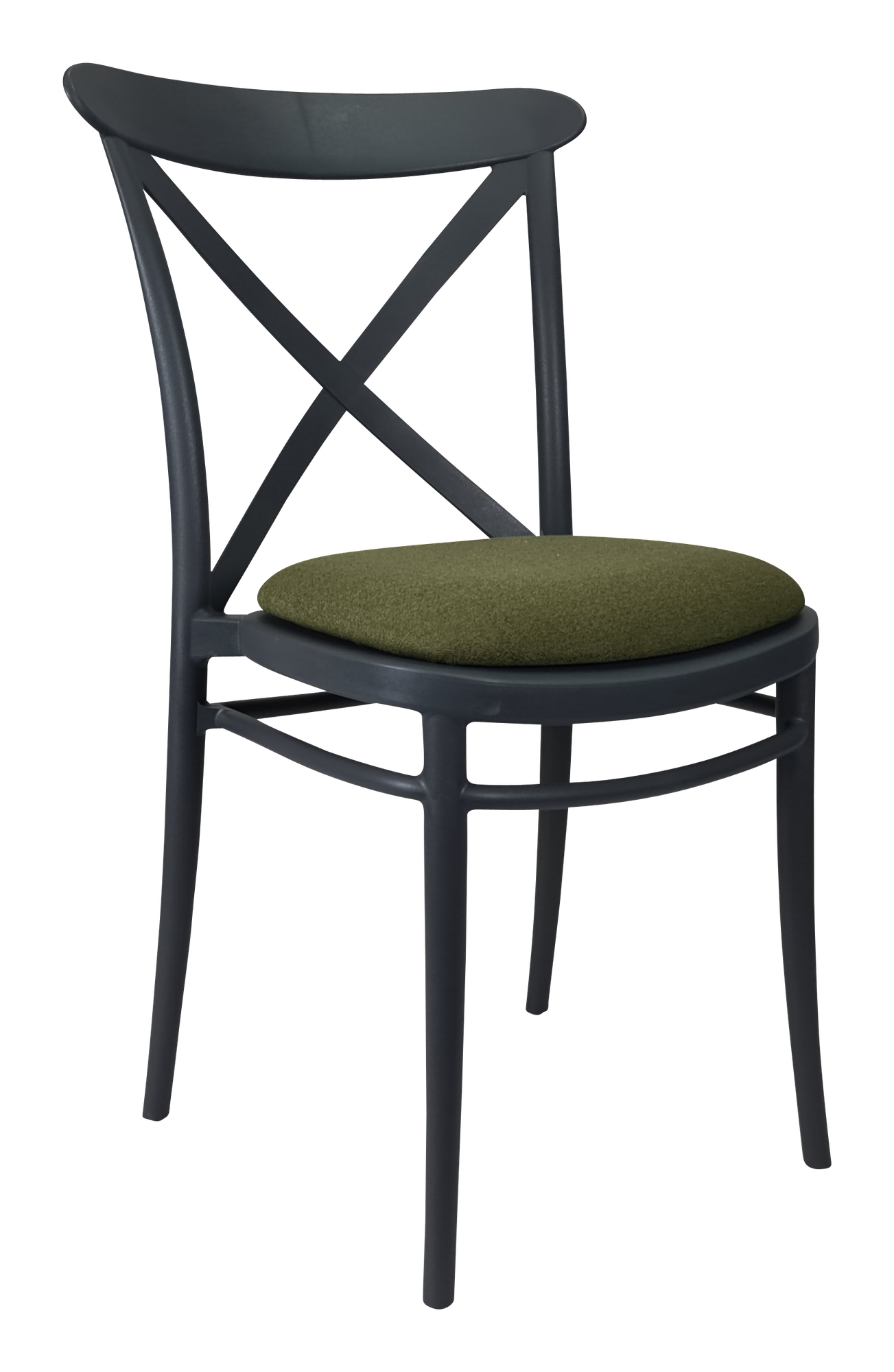Siesta Cross Chair - Anthracite with Olive Green Fabric Cushion