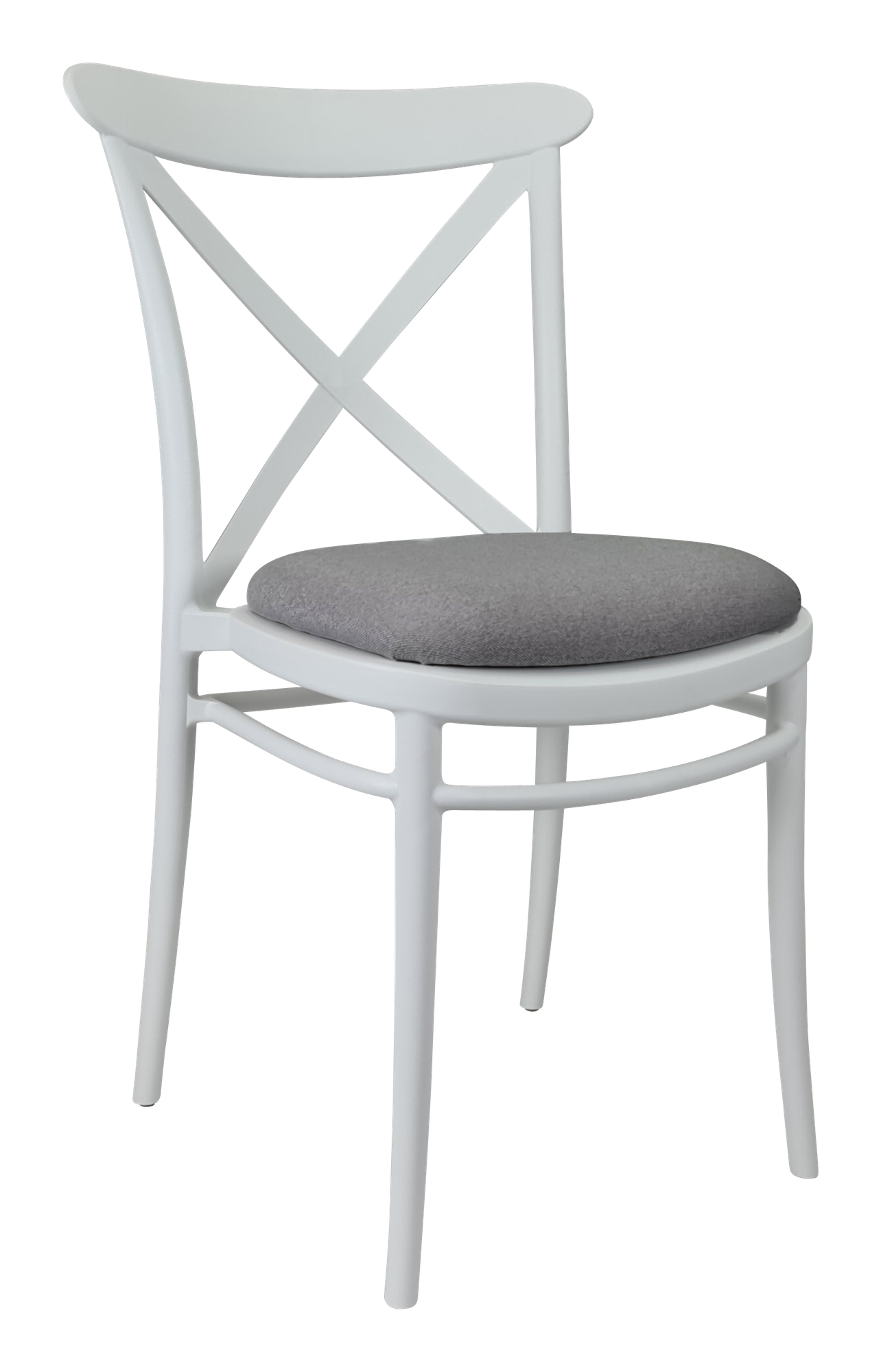 Siesta Cross Chair - White with Taupe Fabric Cushion