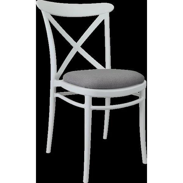 Siesta Cross Chair - White with Taupe Fabric Cushion