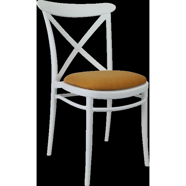 Siesta Cross Chair - White with Orange Fabric Cushion