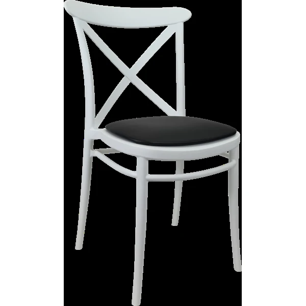 Siesta Cross Chair - White with Black Vinyl Cushion