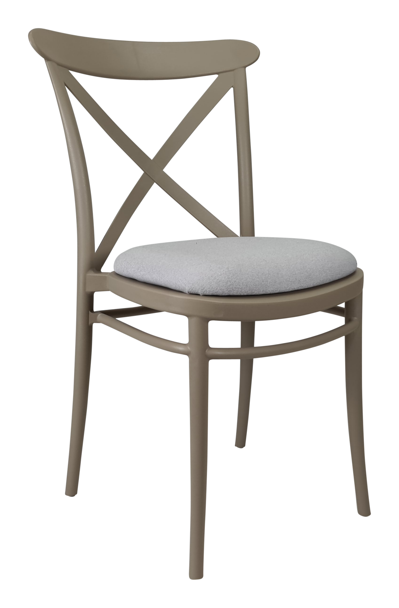 Siesta Cross Chair - Taupe with Light Grey Fabric Cushion