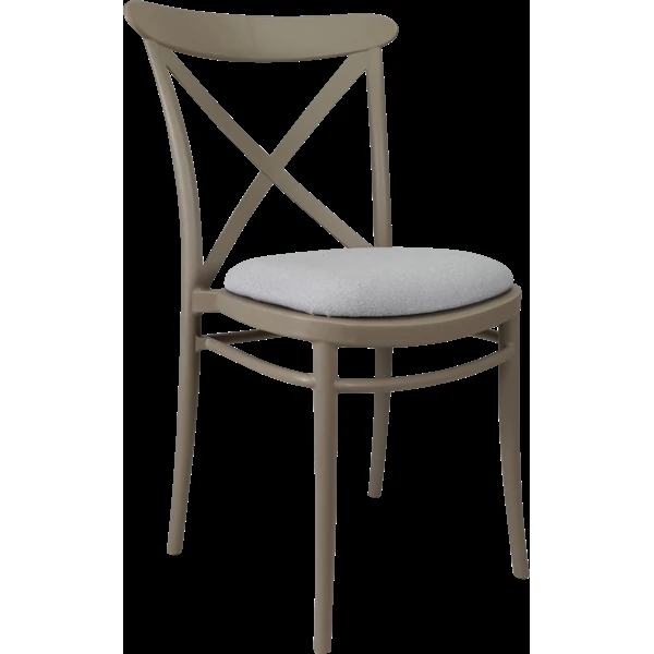 Siesta Cross Chair - Taupe with Light Grey Fabric Cushion