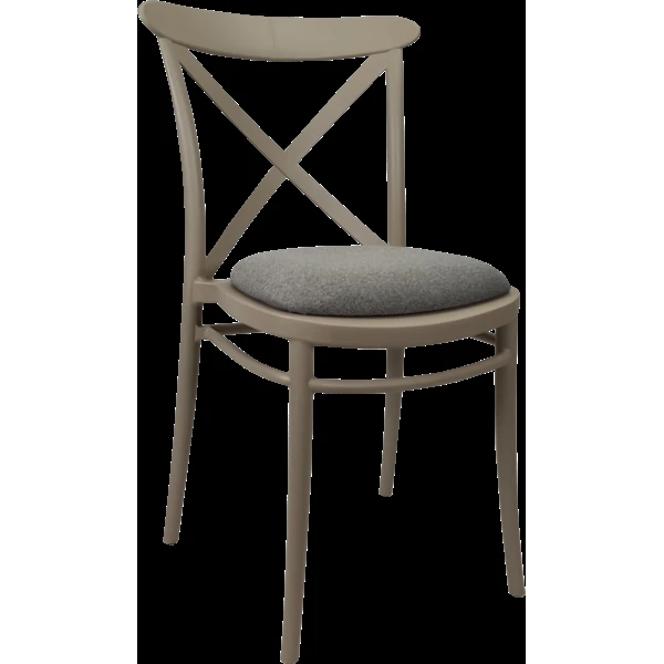 Siesta Cross Chair - Taupe with Taupe Fabric Cushion