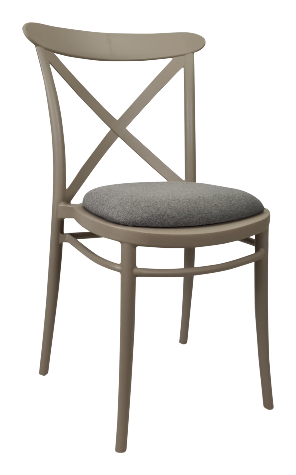 Siesta Cross Chair - Taupe with Taupe Fabric Cushion