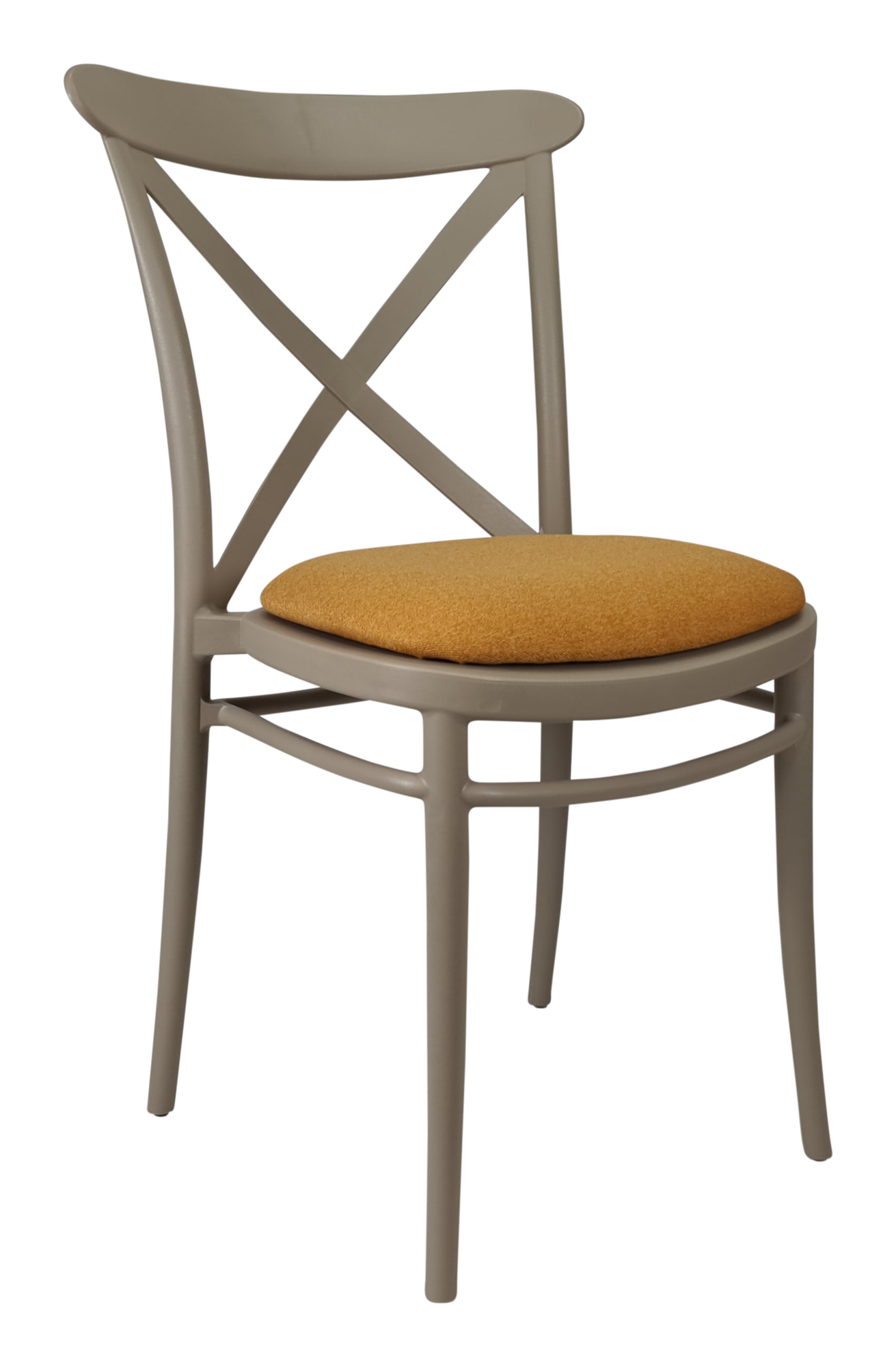 Siesta Cross Chair - Taupe with Orange Fabric Cushion