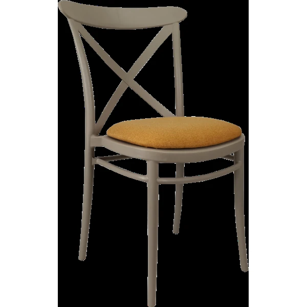 Siesta Cross Chair - Taupe with Orange Fabric Cushion