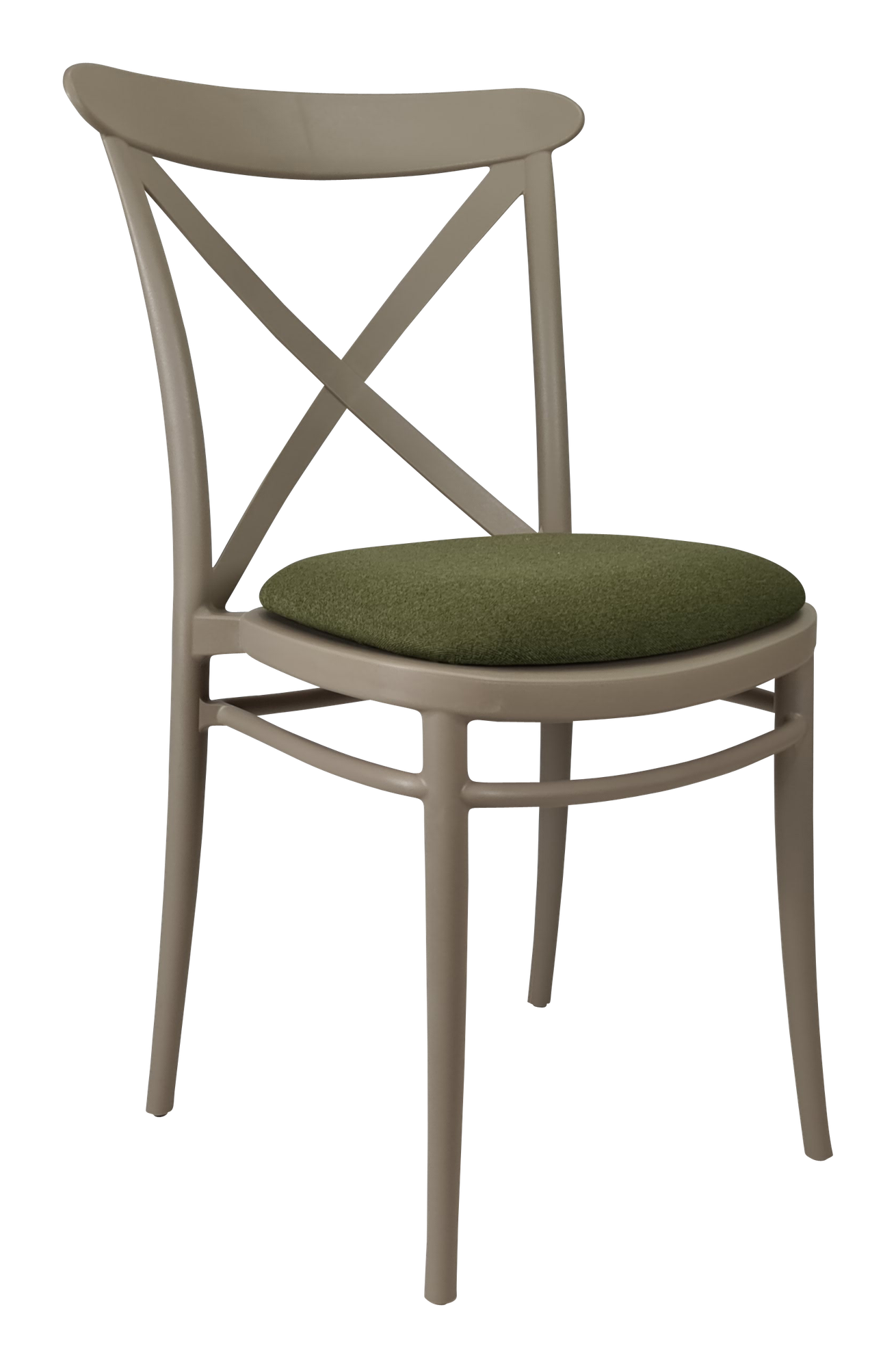 Siesta Cross Chair - Taupe with Olive Green Fabric Cushion