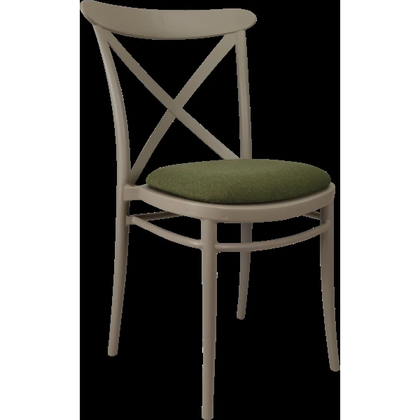 Siesta Cross Chair - Taupe with Olive Green Fabric Cushion
