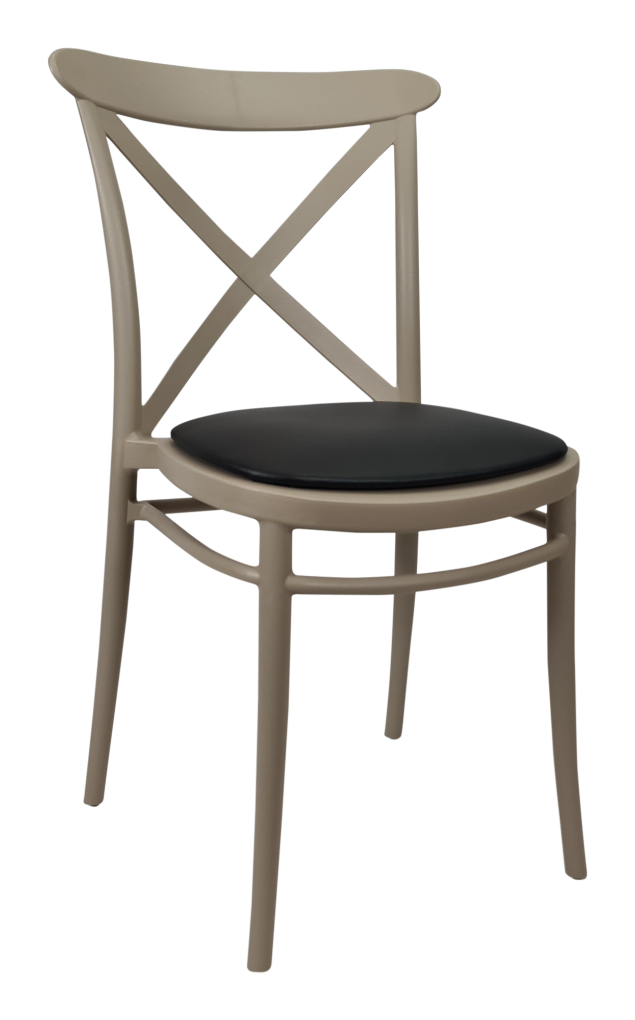 Siesta Cross Chair - Taupe with Black Vinyl Cushion