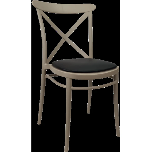 Siesta Cross Chair - Taupe with Black Vinyl Cushion