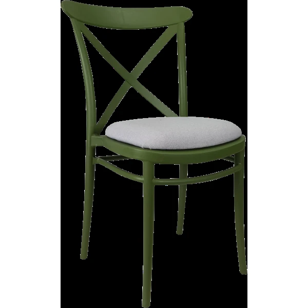Siesta Cross Chair - Olive Green with Light Grey Fabric Cushion