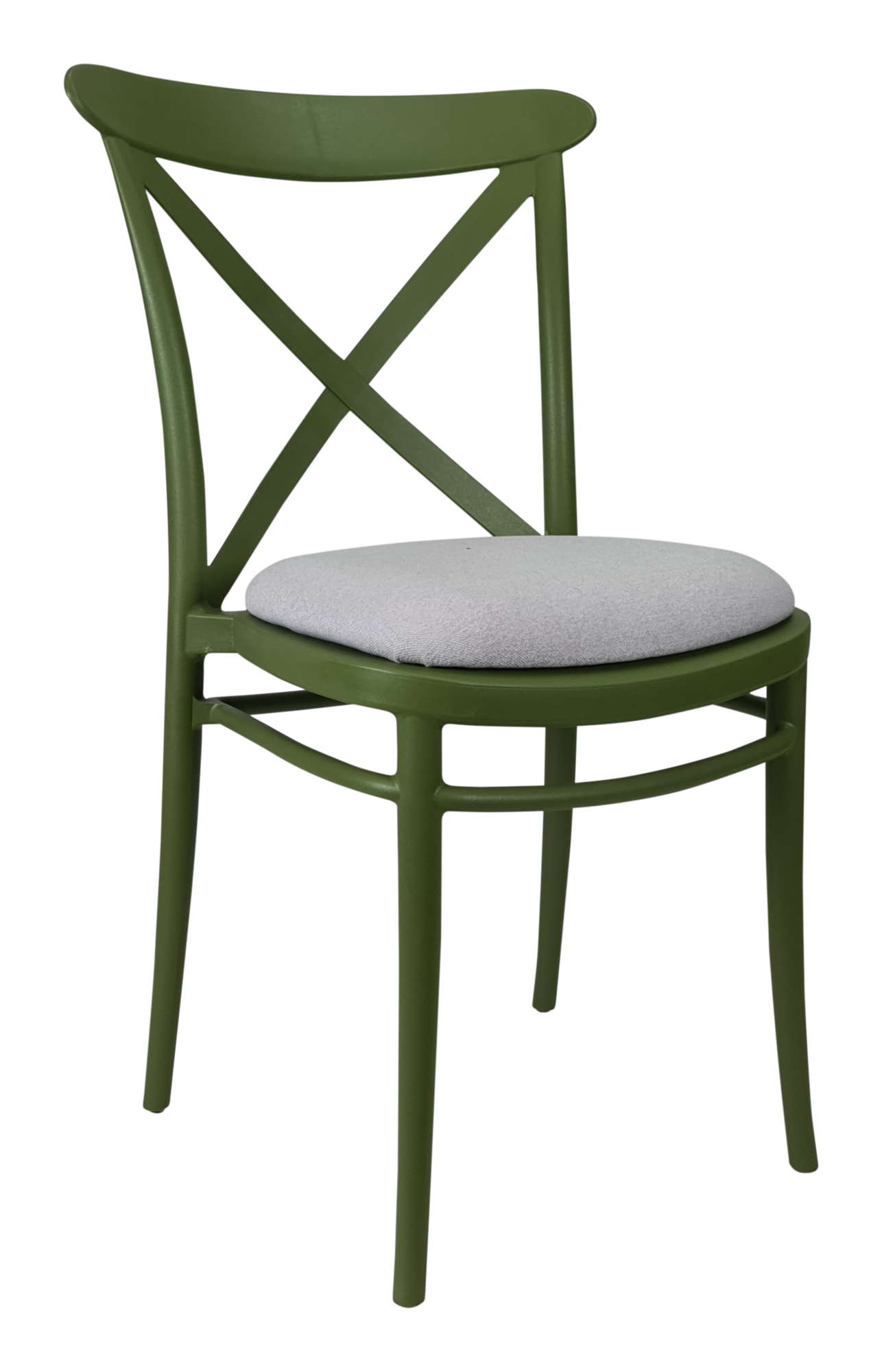 Siesta Cross Chair - Olive Green with Light Grey Fabric Cushion