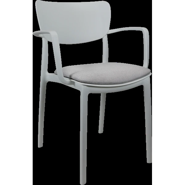 Siesta Lisa Arm Chair - White with Light Grey Fabric Cushion