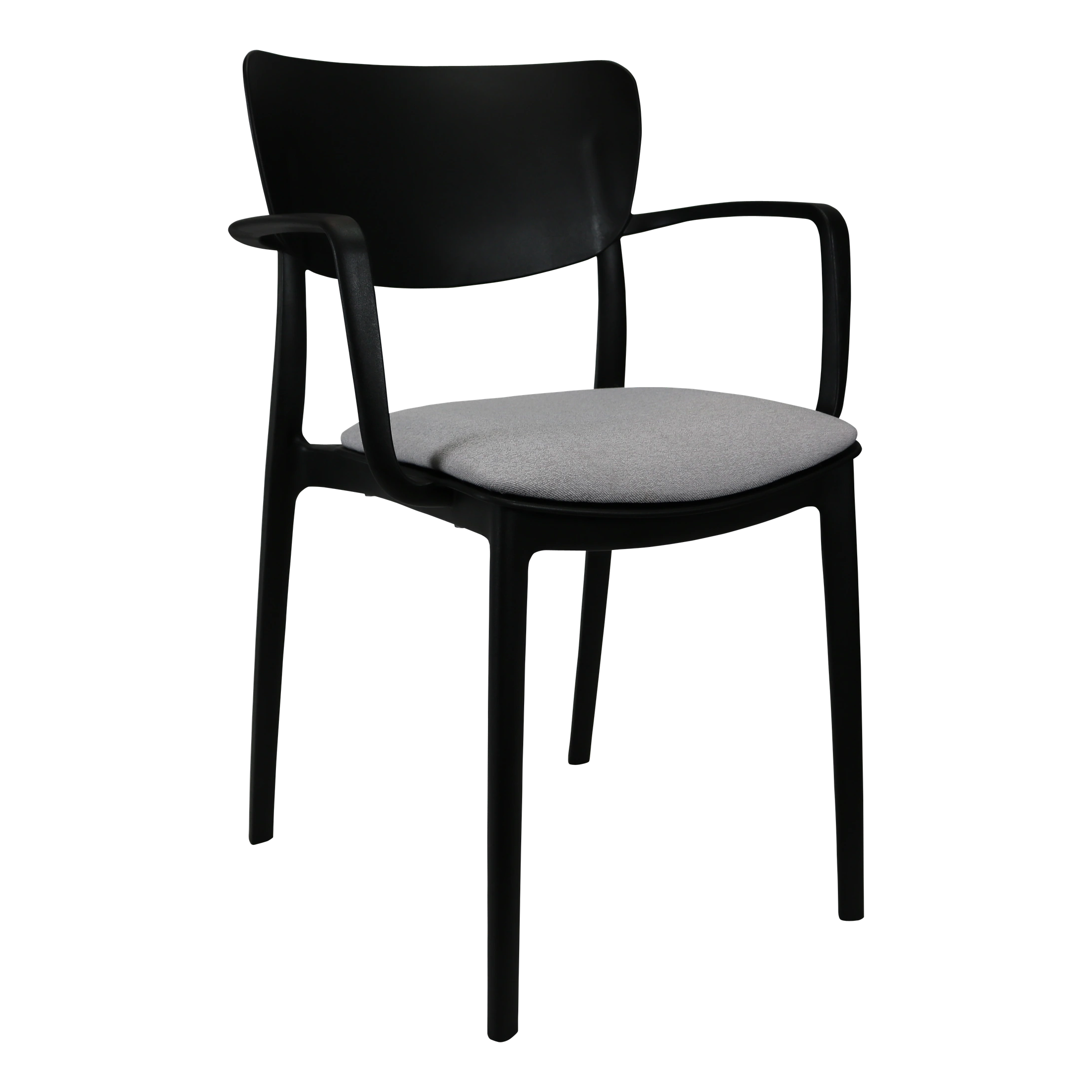 Siesta Lisa Arm Chair - Black with Light Grey Fabric Cushion