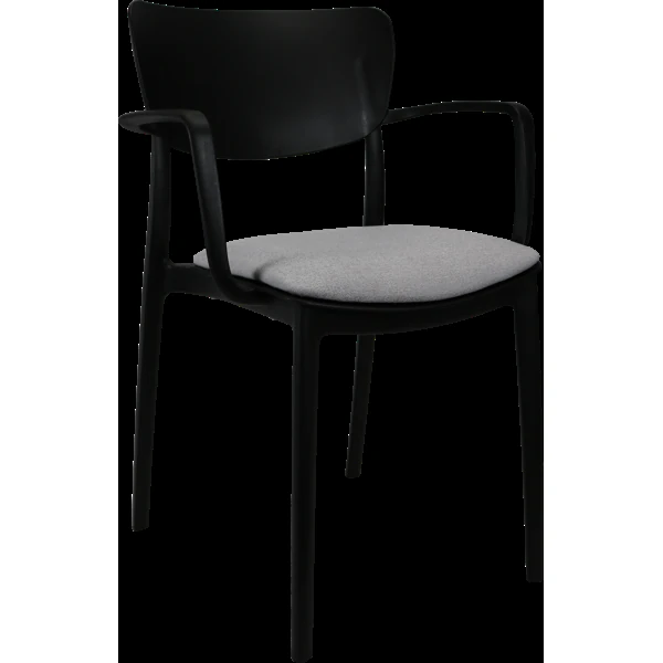 Siesta Lisa Arm Chair - Black with Light Grey Fabric Cushion