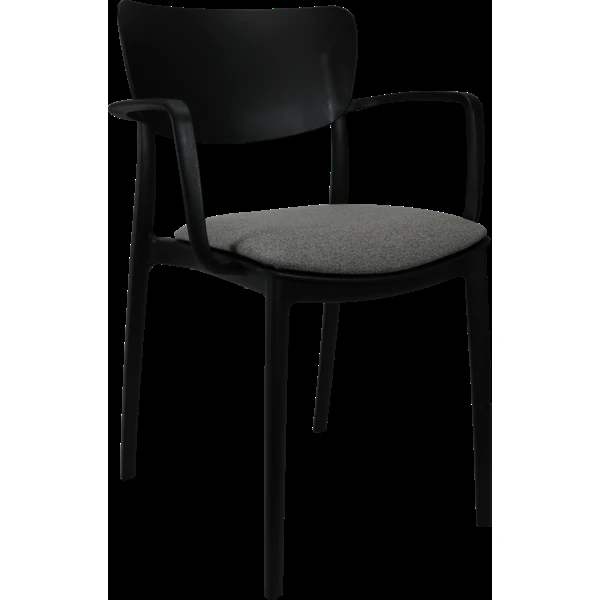 Siesta Lisa Arm Chair - Black with Taupe Fabric Cushion