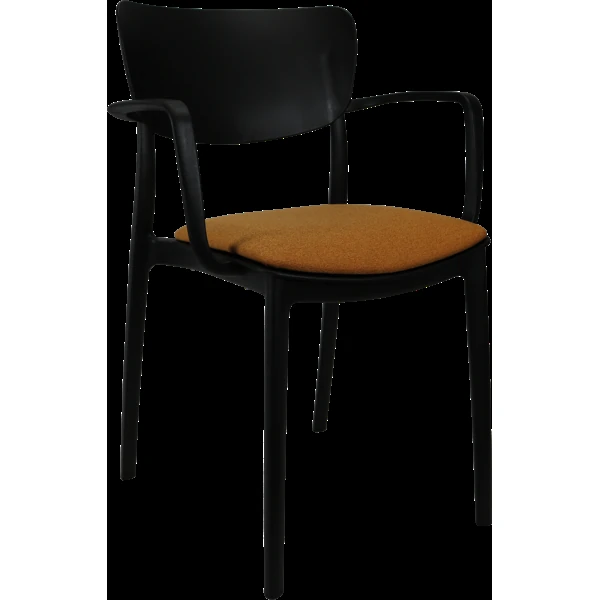 Siesta Lisa Arm Chair - Black with Orange Fabric Cushion