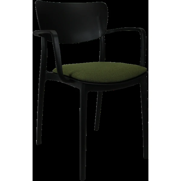 Siesta Lisa Arm Chair - Black with Olive Green Fabric Cushion